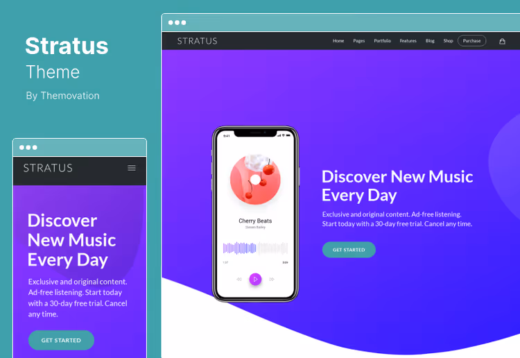 Демо теми Stratus, вітрина SaaS і програмних продуктів з live-редактором
