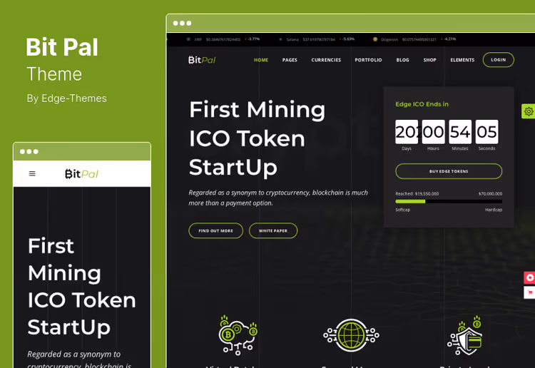 BitPal teema, krüptovaluuta startupi koduleht
