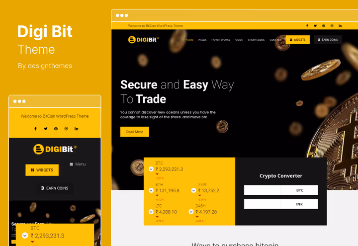DigiBit teema, Bitcoini WordPressi teema ekraanipilt