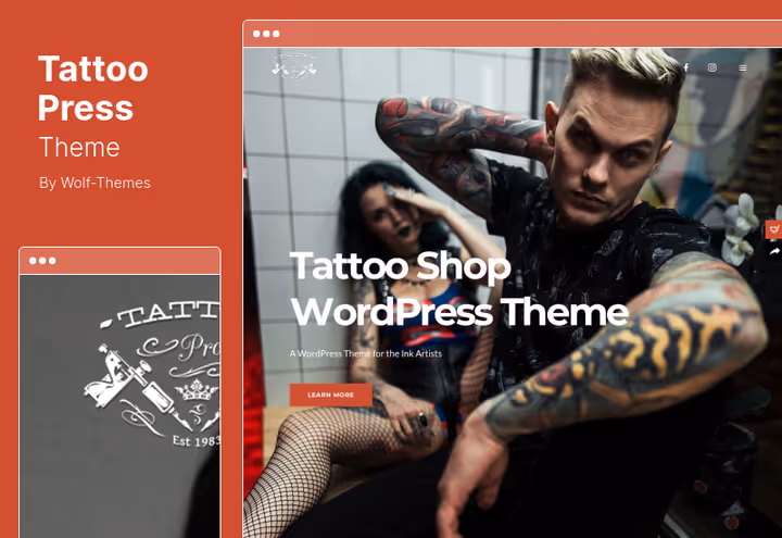 TattooPress teema koduleht tätoveeringuportfoolioga