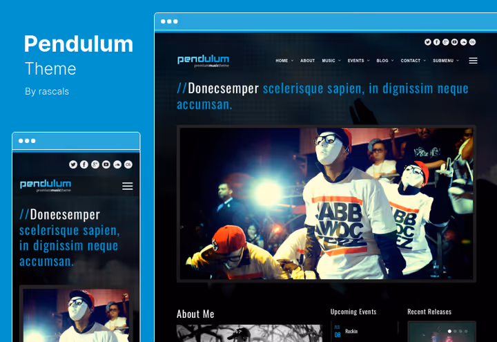 Interface do tema Pendulum com leitor SCAMP