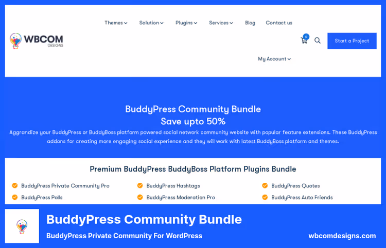 Wbcom Designsi BuddyPressi kogukonnakomplekti pluginad