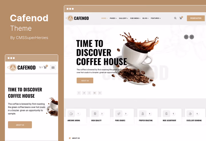 Cafenod teema demo video taustaga päises ja parallaks kerimisega