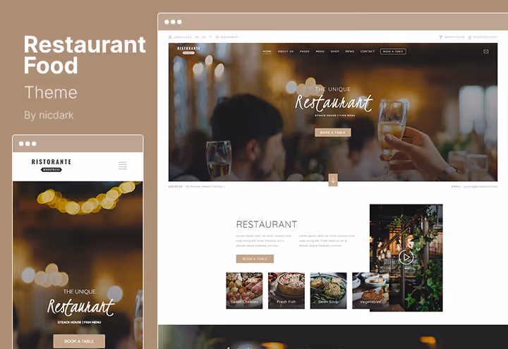 Restaurant Food teema lauabroneeringu ja deposiidiga