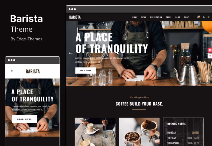 Barista teema broneeringuintegratsiooni ja poega