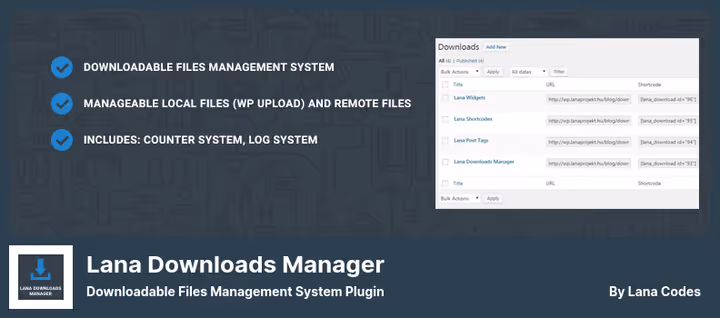 Minimalistlik Lana Downloads Manager liides