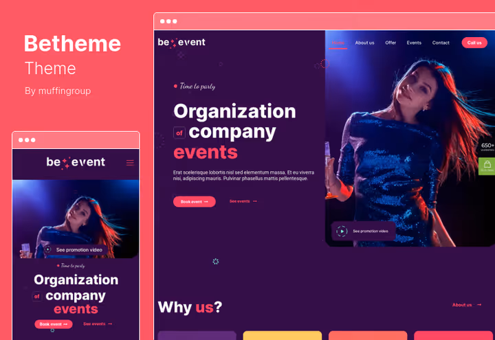 Betheme tema skjermbilde med Muffin Builder