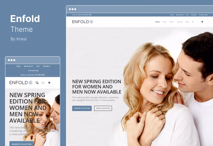 Enfold tema skjermbilde, responsiv flerbruks WordPress-mal