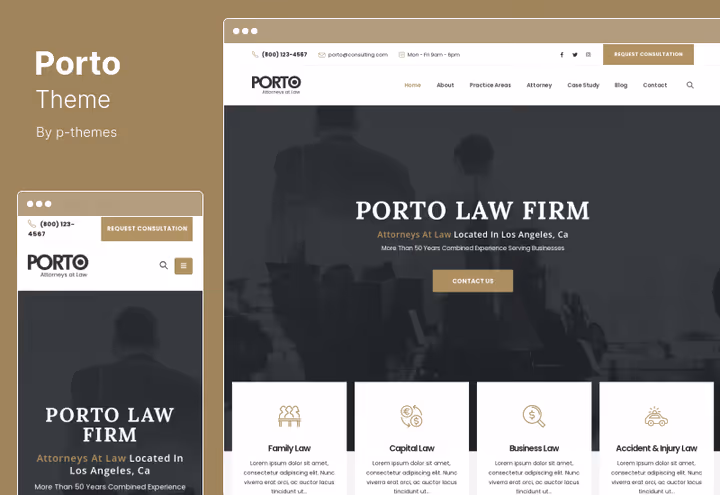 Porto tema skjermbilde, flerbruks WooCommerce-mal