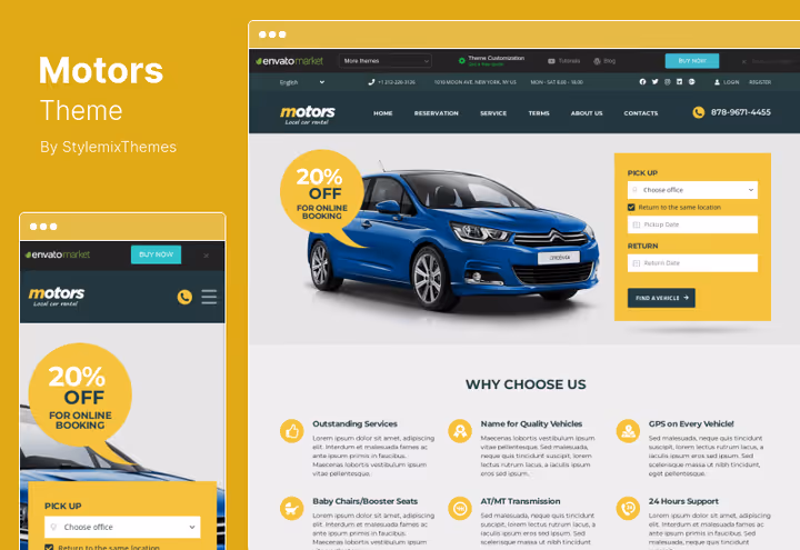 Motors teema demosait auto kataloogikaartidega