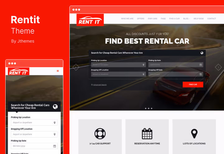 Rentit teema auto valiku ja broneerimisvormiga