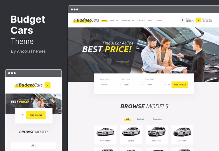 Budget Cars, teema kasutatud autode müügiks ja rendiks