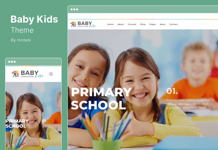 Тема Baby Kids, найпопулярніша тема для початкової школи