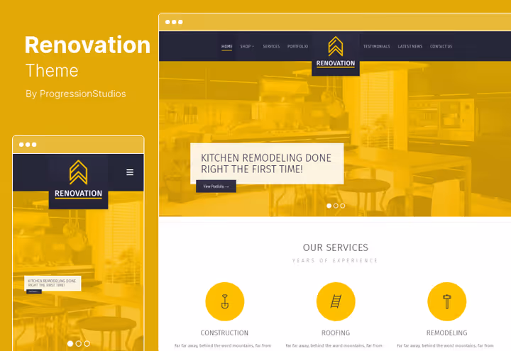 Renovation-tema for entreprenørfirma på WordPress