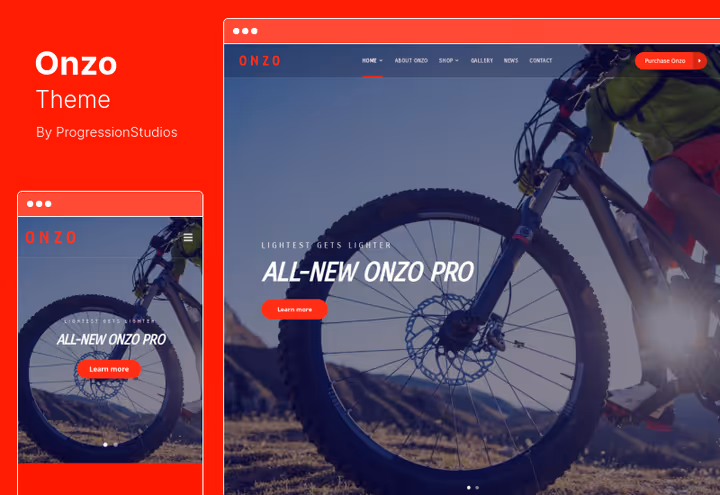 Onzo-tema for sykkelbutikk på nett på WordPress