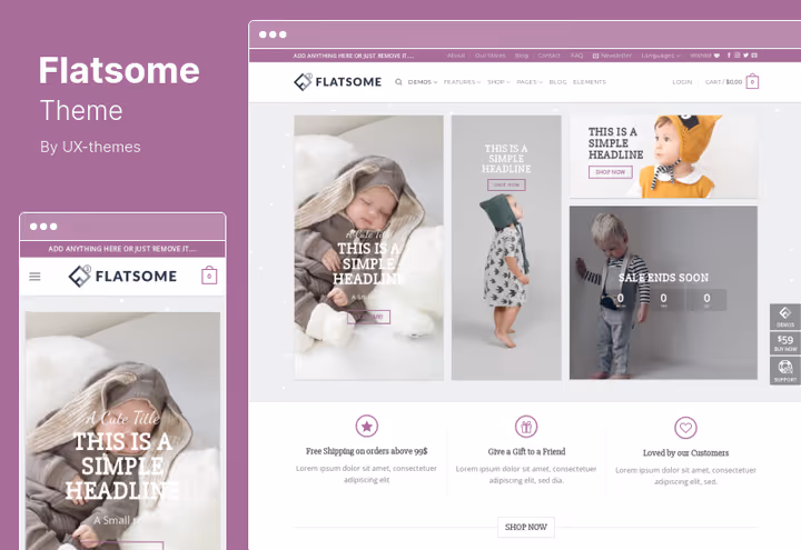 Головна сторінка теми Flatsome з boxed-розкладкою
