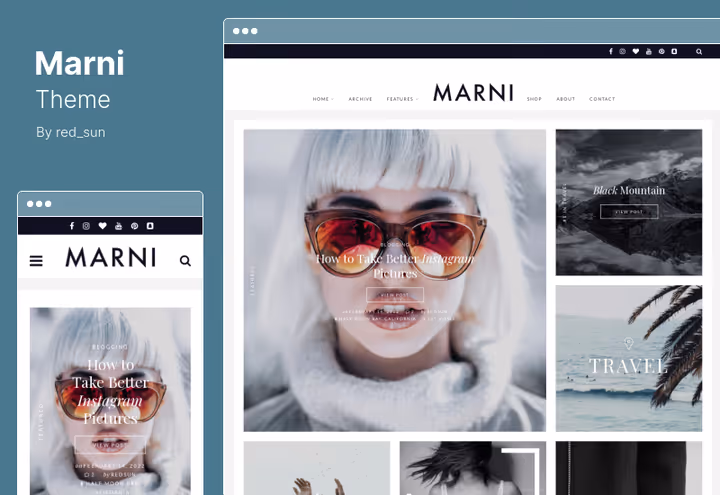Блог-магазин розкладка Marni з boxed-сіткою та категоріями