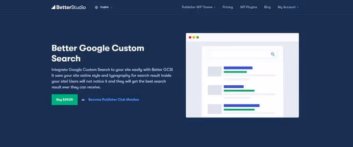 Сторінка налаштувань плагіна Better Google Custom Search
