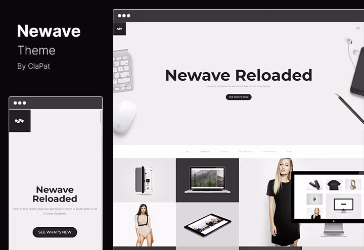 Главная страница темы Newave с параллакс-секциями
