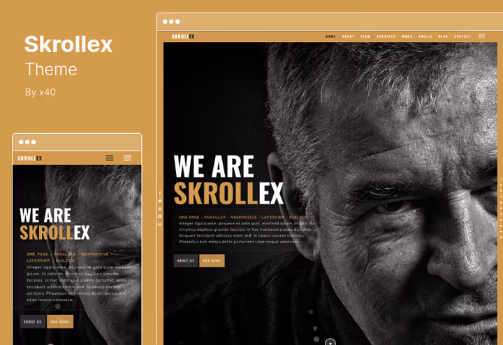 Креативная тема Skrollex с анимированным параллакс-фоном