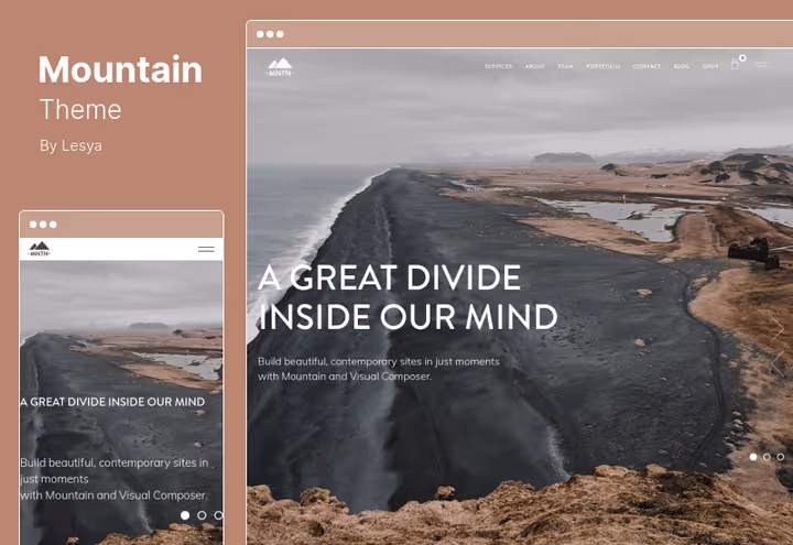 Тема Mountain с полноэкранными параллакс-секциями