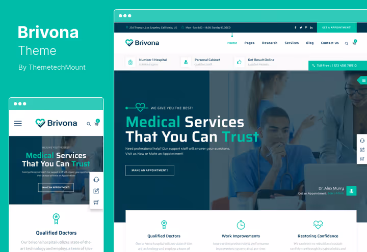 Тема Brivona, мультиспеціалізований медичний сайт