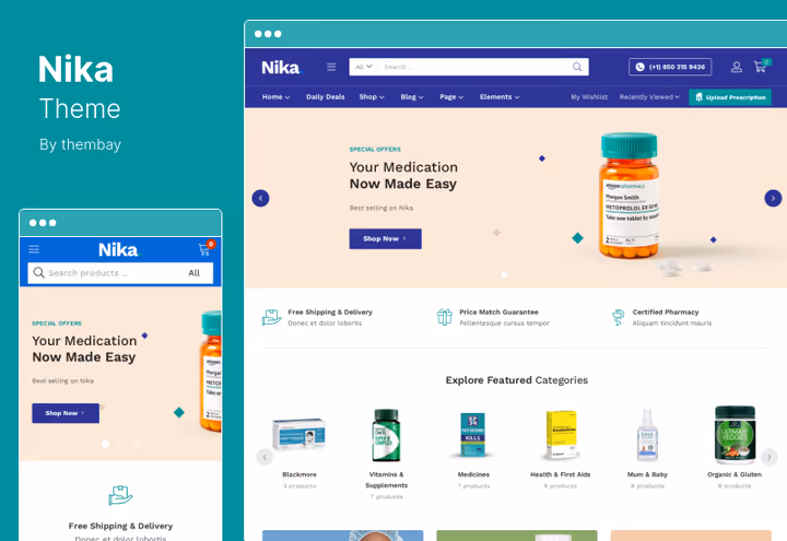 Nika, WooCommerce тема для медичного інтернет-магазину