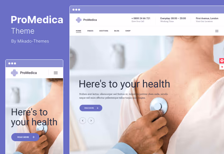 ProMedica, тема для медичного центру з формою бронювання