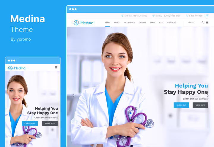 Medina, мінімалістична тема для приватного лікаря на Bootstrap