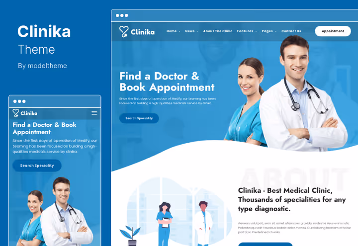 Clinika, WordPress тема для стоматології та педіатрії