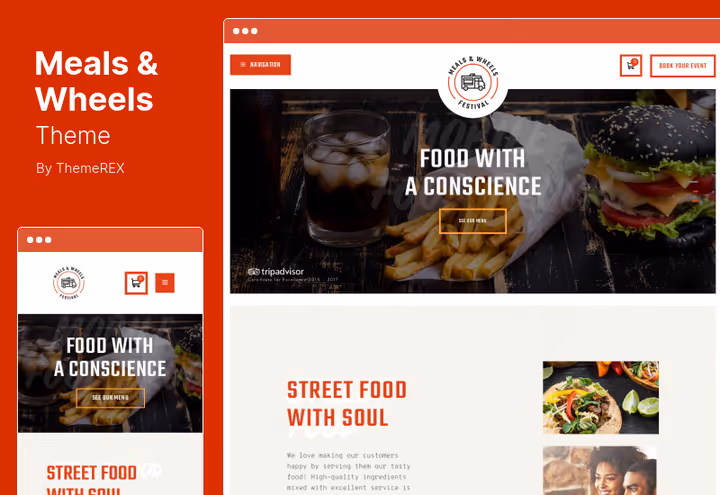 Meals and Wheels teema toidukulleri ja tänavatoidu WordPress