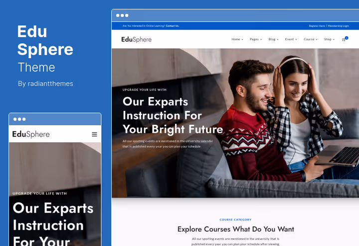 EduSphere theme with minimalist design for online tutor