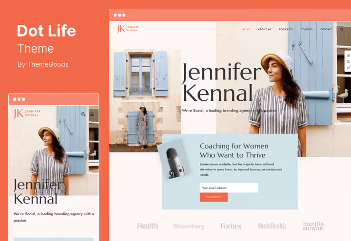 DotLife theme for coach with student dashboards and freemium courses