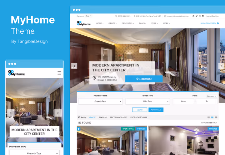 MyHome demo avaleht kinnisvarakaardiga
