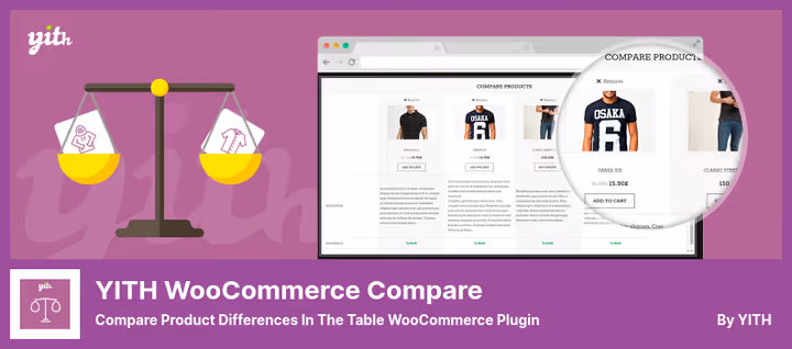 Product comparison table of YITH WooCommerce Compare plugin