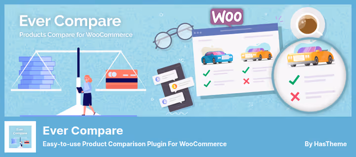 Product comparison interface of Ever Compare plugin