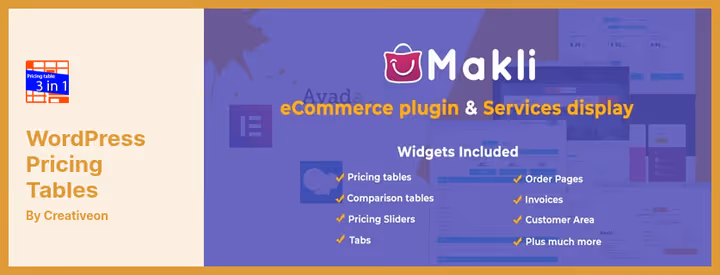 Comparison table template of WordPress Pricing Tables plugin
