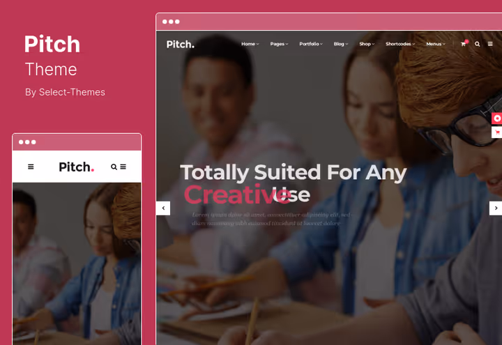 Avista theme homepage with portfolio for agency and freelancer