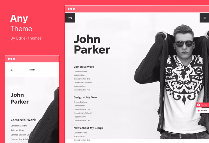Any theme split-screen layout for creative portfolio
