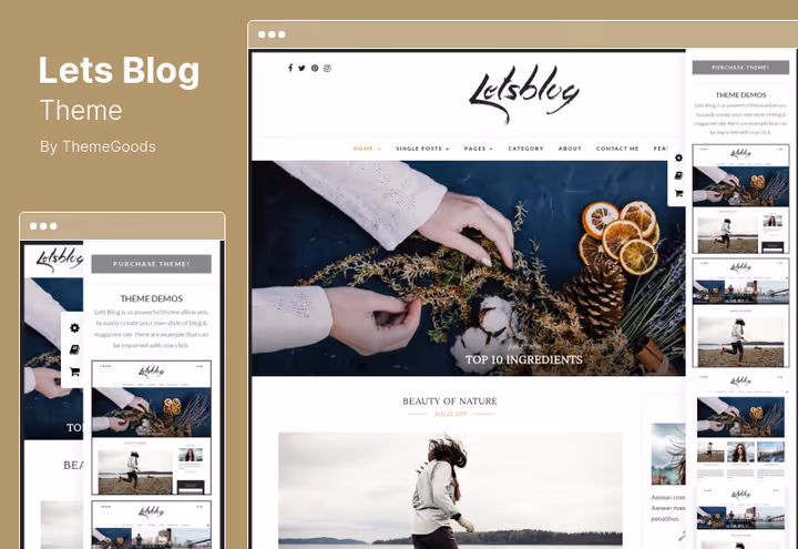 Lets Blog theme with Ajax search and custom header