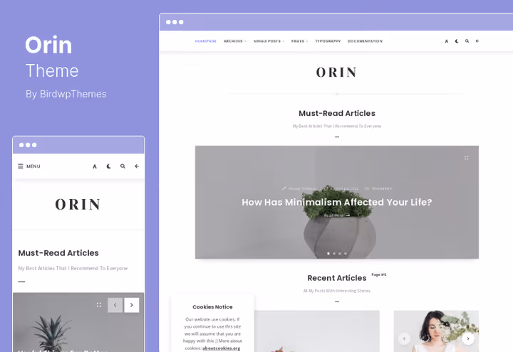 Budget Orin theme for $19 with Gutenberg for beginning freelancer