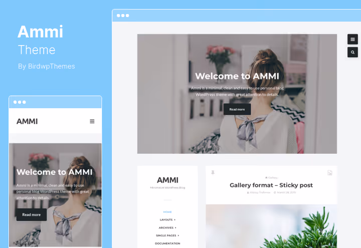 Screenshot of Ammi, minimalist WordPress blog with quote format