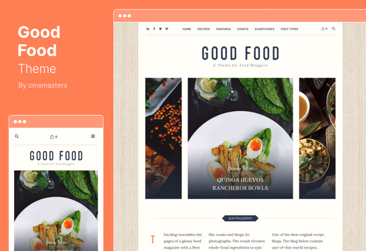 Журнальная сетка темы Good Food с фотографиями блюд