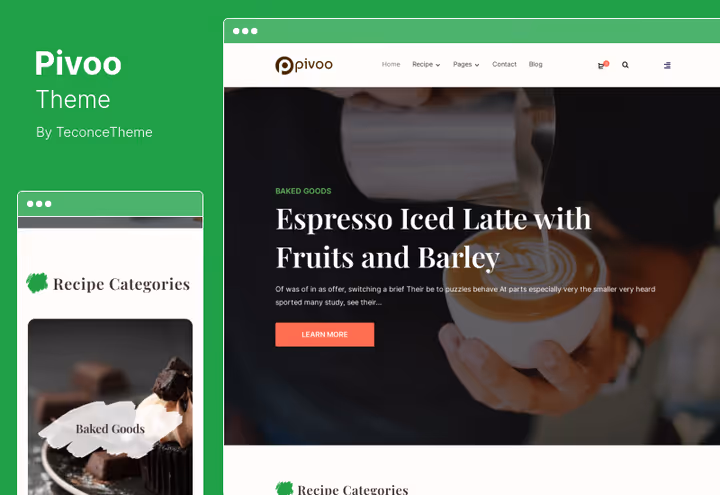 Демо темы Pivoo с продуктовой сеткой WooCommerce
