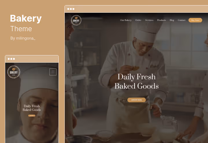 Демо темы Bakery для сайта кондитерской