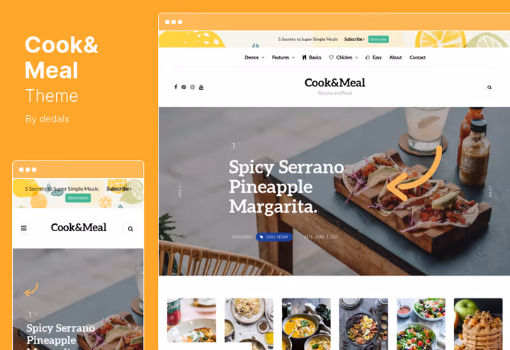 Демо темы Cook and Meal с конструктором домашней страницы