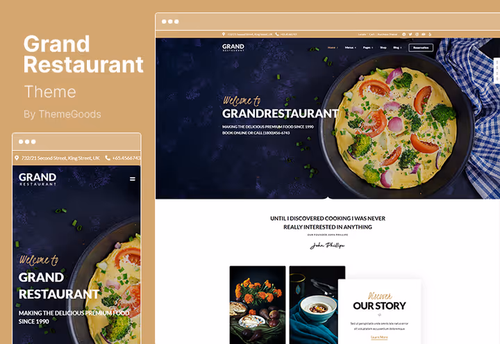 Тема Grand Restaurant з кухнею та інтер'єром зали