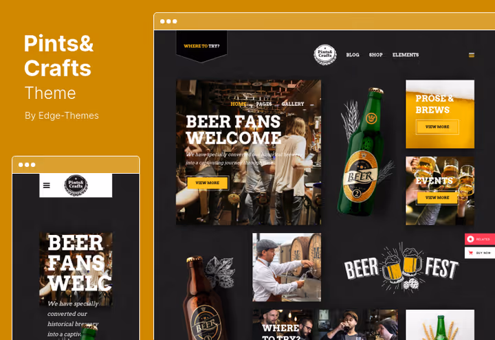 Тема Pints&Crafts з пивним меню та портфоліо крафтових сортів