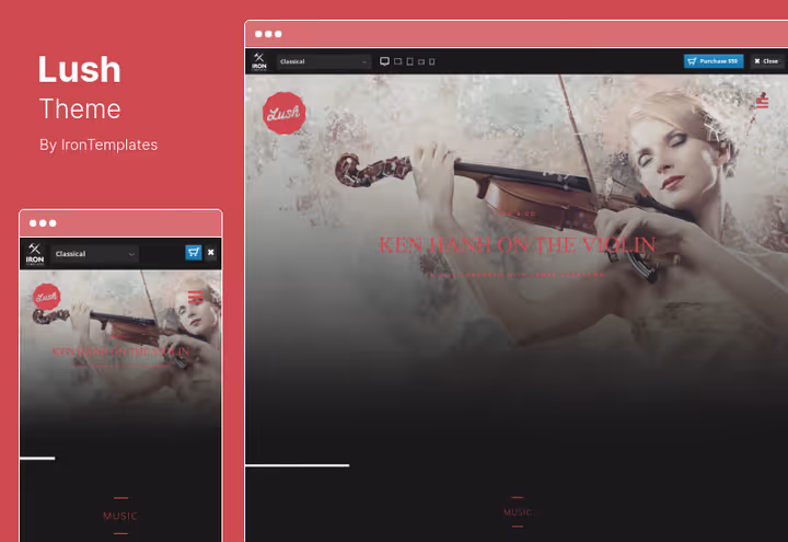 Lush theme with 3D menu and band music site