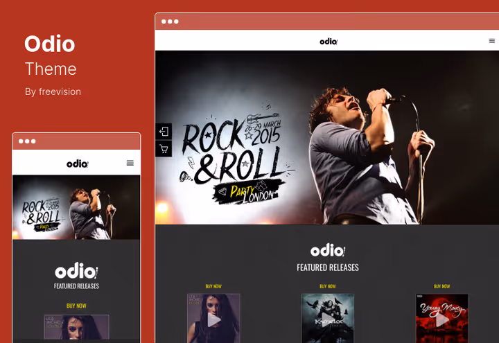 Musician site on Odio theme with show dates